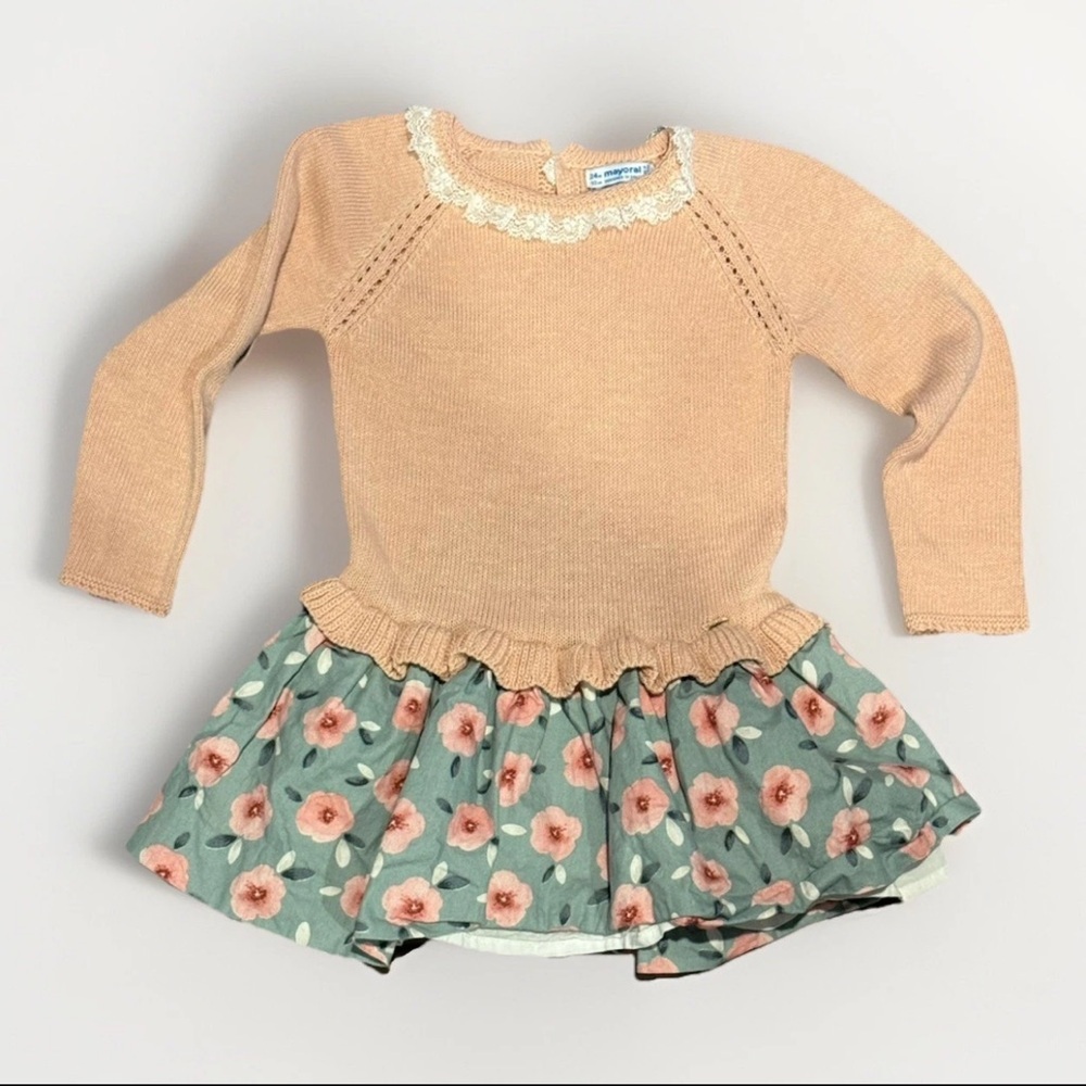 Mayoral Baby Girl Floral Lace Long Sleeve Dress 24M 2T